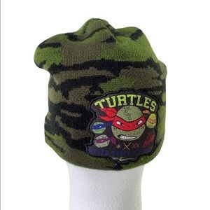 Nickelodeon Never cross a Ninja Turtles camouflage knit beanie hat Size OS EUC
